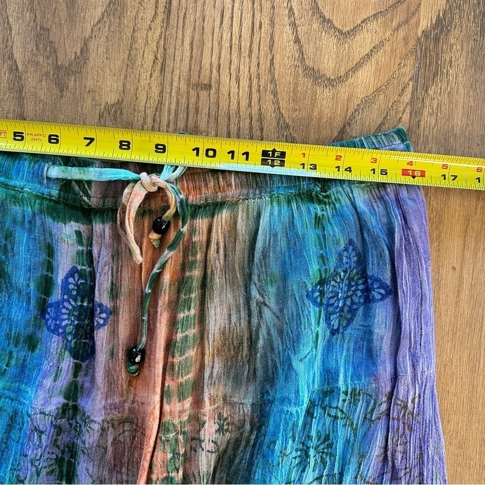 Charlie Paige Vintage Indian Size L/XL Midi Skirt Boho Flowy Crinkle Multicolor - Picture 6 of 7
